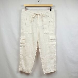 Tommy Bahama 2 Palms Cargo Crop Linen Pants White Size 6